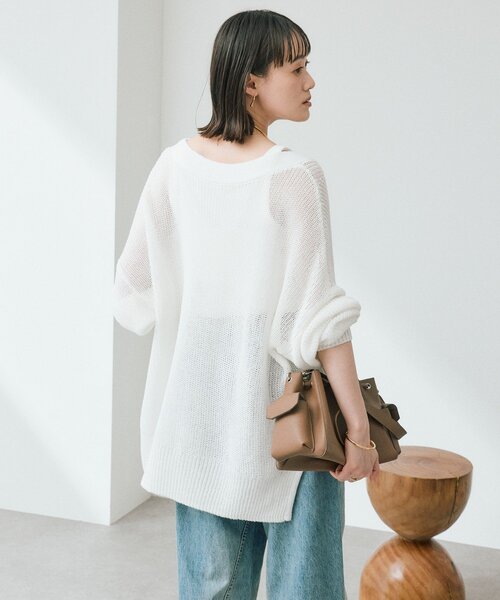 RIVE DROITE（リヴドロワ）の「【前後2WAY仕様】リネンブレンド2WAYカーデ（カーディガン/ボレロ・レディース・オフホワイト/モカ/グレー・FREE）」の11枚目の写真