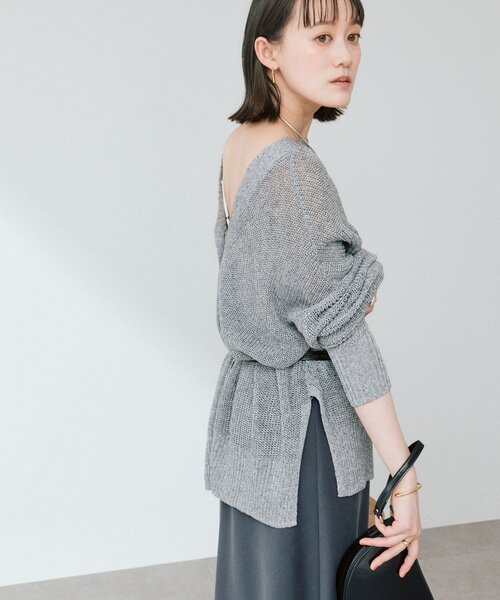 RIVE DROITE（リヴドロワ）の「【前後2WAY仕様】リネンブレンド2WAYカーデ（カーディガン/ボレロ・レディース・オフホワイト/モカ/グレー・FREE）」の22枚目の写真