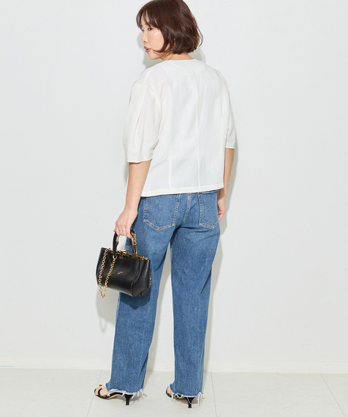 journal standard L'essage(ジャーナルスタンダードレサージュ)の「VISリネンタックスリーブシャツ(シャツ/ブラウス・レディース・カーキ/ブラック/ブラック系その他/ホワイト・FREE)」の9枚目の写真