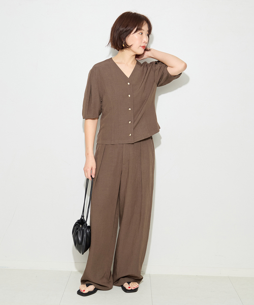 journal standard L'essage(ジャーナルスタンダードレサージュ)の「VISリネンタックスリーブシャツ(シャツ/ブラウス・レディース・カーキ/ブラック/ブラック系その他/ホワイト・FREE)」の12枚目の写真