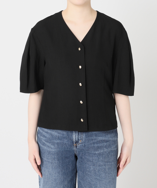 journal standard L'essage(ジャーナルスタンダードレサージュ)の「VISリネンタックスリーブシャツ(シャツ/ブラウス・レディース・カーキ/ブラック/ブラック系その他/ホワイト・FREE)」の14枚目の写真