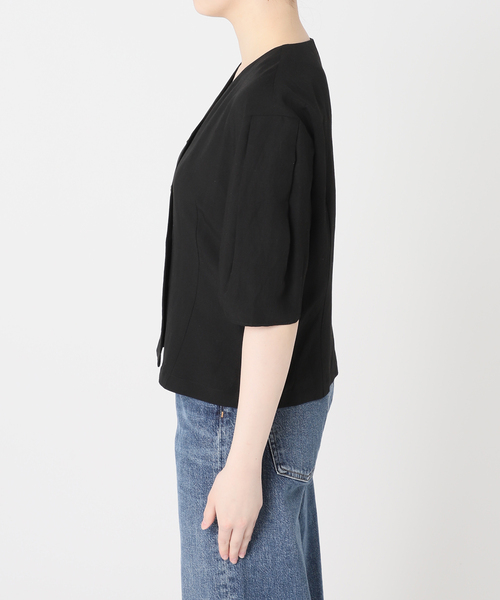 journal standard L'essage(ジャーナルスタンダードレサージュ)の「VISリネンタックスリーブシャツ(シャツ/ブラウス・レディース・カーキ/ブラック/ブラック系その他/ホワイト・FREE)」の15枚目の写真