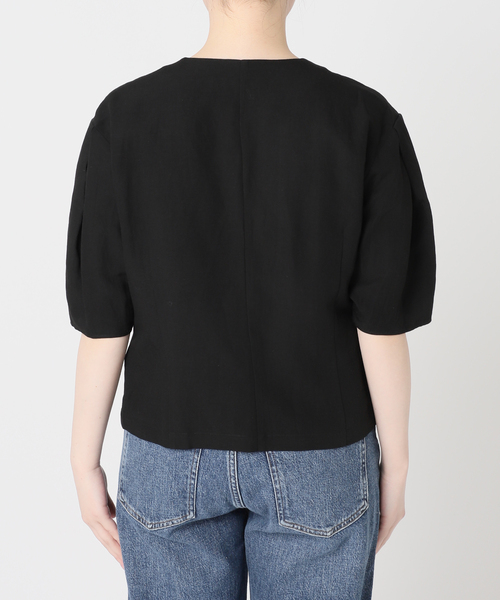 journal standard L'essage(ジャーナルスタンダードレサージュ)の「VISリネンタックスリーブシャツ(シャツ/ブラウス・レディース・カーキ/ブラック/ブラック系その他/ホワイト・FREE)」の16枚目の写真