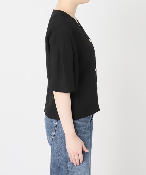 journal standard L'essage(ジャーナルスタンダードレサージュ)の「VISリネンタックスリーブシャツ(シャツ/ブラウス・レディース・カーキ/ブラック/ブラック系その他/ホワイト・FREE)」の17枚目の写真