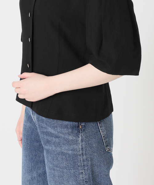journal standard L'essage(ジャーナルスタンダードレサージュ)の「VISリネンタックスリーブシャツ(シャツ/ブラウス・レディース・カーキ/ブラック/ブラック系その他/ホワイト・FREE)」の19枚目の写真