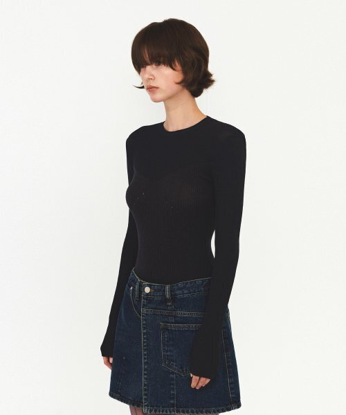 DIAGONAL(ダイアゴナル)の「SEE-THROUGH RIBBED KNIT (dark grey)(ニット/セーター・レディース・その他・FREE)」の2枚目の写真