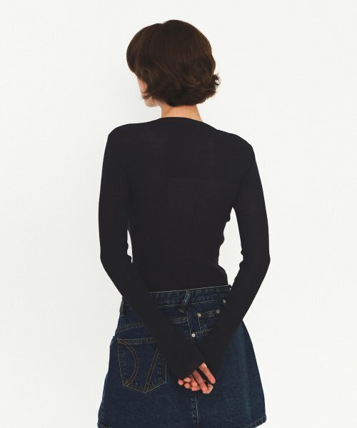 DIAGONAL(ダイアゴナル)の「SEE-THROUGH RIBBED KNIT (dark grey)(ニット/セーター・レディース・その他・FREE)」の3枚目の写真
