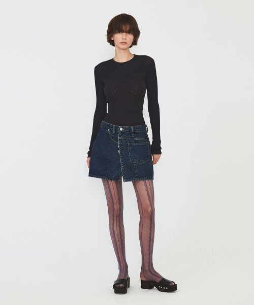 DIAGONAL(ダイアゴナル)の「SEE-THROUGH RIBBED KNIT (dark grey)(ニット/セーター・レディース・その他・FREE)」の4枚目の写真