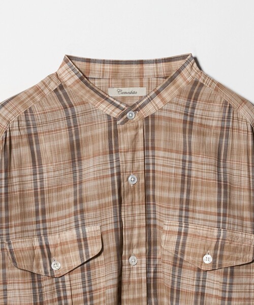 Camoshita(カモシタ)の「<Camoshita>チェック バンドカラー シャツ(シャツ/ブラウス・メンズ・ベージュ・L/M)」の3枚目の写真