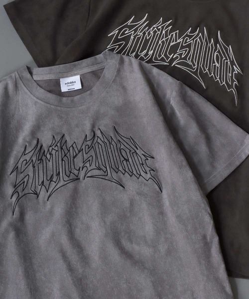 SITRY(シトリー)の「Street Style Fake Suede T-Shirt/ストリートスタイル フェイクスエード 半袖Tシャツ レディース メンズ(Tシャツ/カットソー・メンズ・チャコール/グレー系その他2/グレー/グレー系その他/ピンク/ライトグレー・S/L/M)」の3枚目の写真