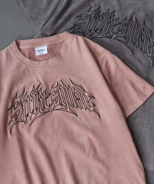SITRY(シトリー)の「Street Style Fake Suede T-Shirt/ストリートスタイル フェイクスエード 半袖Tシャツ レディース メンズ(Tシャツ/カットソー・メンズ・チャコール/グレー系その他2/グレー/グレー系その他/ピンク/ライトグレー・S/L/M)」の6枚目の写真
