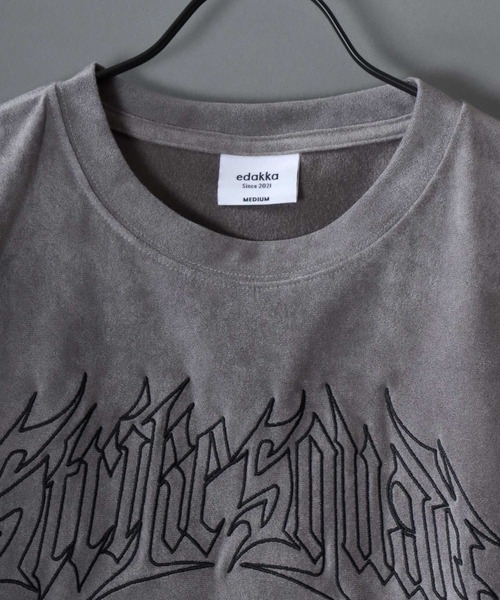 SITRY(シトリー)の「Street Style Fake Suede T-Shirt/ストリートスタイル フェイクスエード 半袖Tシャツ レディース メンズ(Tシャツ/カットソー・メンズ・チャコール/グレー系その他2/グレー/グレー系その他/ピンク/ライトグレー・S/L/M)」の17枚目の写真