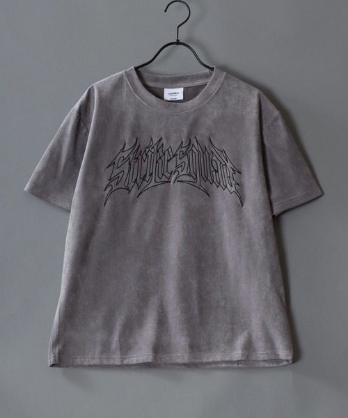 SITRY(シトリー)の「Street Style Fake Suede T-Shirt/ストリートスタイル フェイクスエード 半袖Tシャツ レディース メンズ(Tシャツ/カットソー・メンズ・チャコール/グレー系その他2/グレー/グレー系その他/ピンク/ライトグレー・S/L/M)」の22枚目の写真