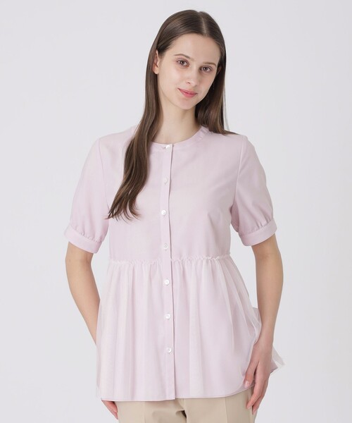 BLUE LABEL CRESTBRIDGE（ブルーレーベルクレストブリッジ）の「コットンライクナチュラルローンペプラムブラウス（シャツ/ブラウス・レディース・ブラック/ベビーピンク/ホワイト・36/38）」の3枚目の写真