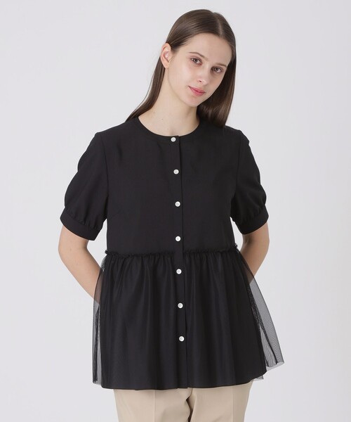 BLUE LABEL CRESTBRIDGE（ブルーレーベルクレストブリッジ）の「コットンライクナチュラルローンペプラムブラウス（シャツ/ブラウス・レディース・ブラック/ベビーピンク/ホワイト・36/38）」の2枚目の写真