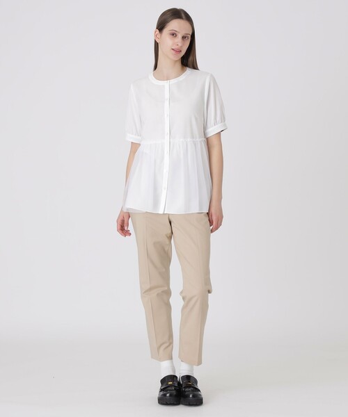 BLUE LABEL CRESTBRIDGE（ブルーレーベルクレストブリッジ）の「コットンライクナチュラルローンペプラムブラウス（シャツ/ブラウス・レディース・ブラック/ベビーピンク/ホワイト・36/38）」の4枚目の写真