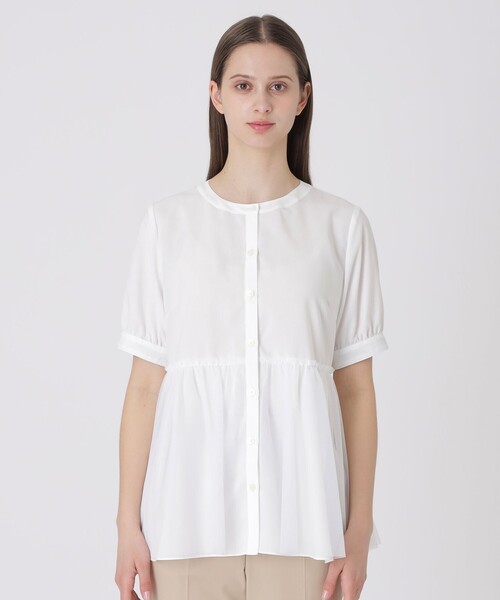 BLUE LABEL CRESTBRIDGE（ブルーレーベルクレストブリッジ）の「コットンライクナチュラルローンペプラムブラウス（シャツ/ブラウス・レディース・ブラック/ベビーピンク/ホワイト・36/38）」の5枚目の写真