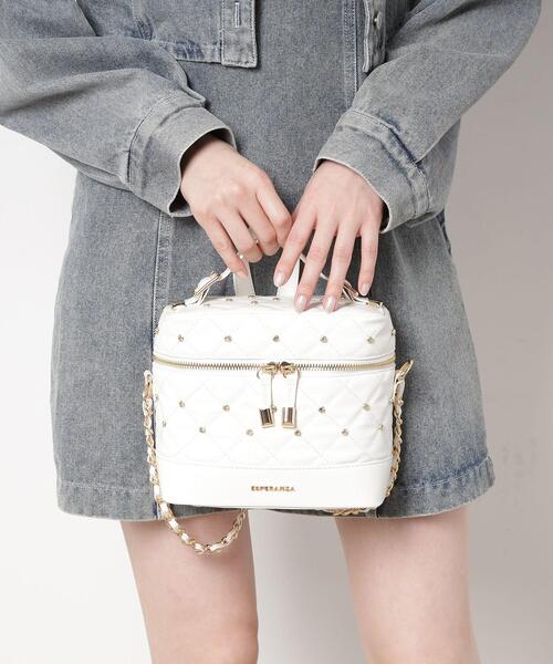 ESPERANZA(エスペランサ)の「ビジューバニティバッグ(ショルダーバッグ・レディース・ホワイト/ピンク系/イエロー/ブルー・FREE)」の1枚目の写真