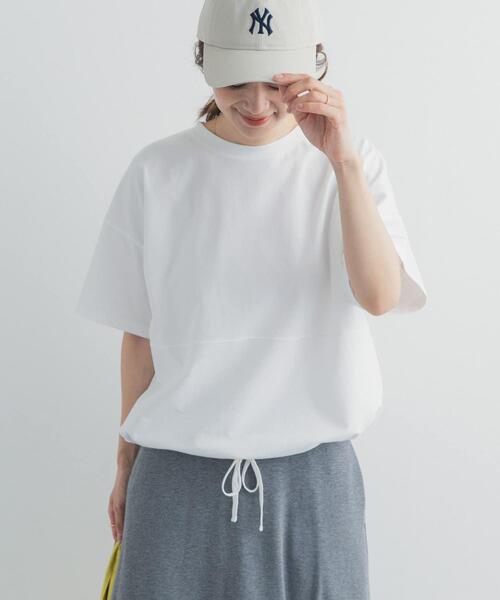 URBAN RESEARCH DOORS（アーバンリサーチドアーズ）の「ヘムドロストプルオーバー（Tシャツ/カットソー・レディース・ライトベージュ/オフホワイト/ブルー/チャコールグレー・FREE）」の6枚目の写真