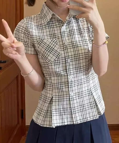 Teem Store（チームストア）の「【8柄展開】ウエストマーク半袖シャツ（シャツ/ブラウス・レディース・ホワイト/ピンク/ライトピンク・S/M）」の19枚目の写真