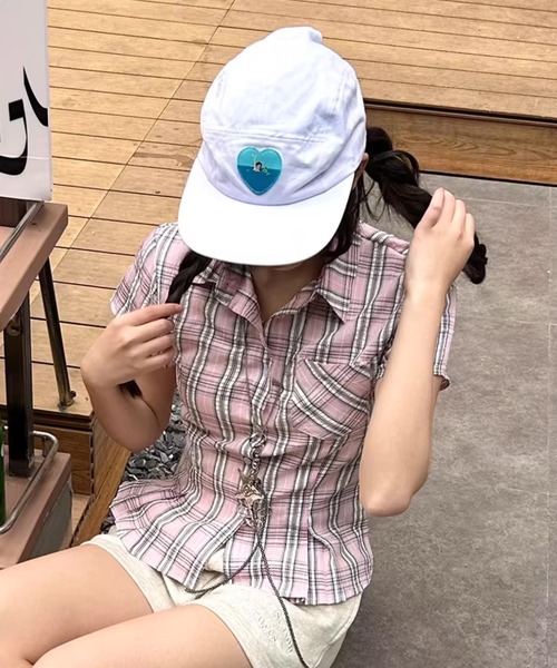 Teem Store（チームストア）の「【8柄展開】ウエストマーク半袖シャツ（シャツ/ブラウス・レディース・ホワイト/ピンク/ライトピンク・S/M）」の6枚目の写真