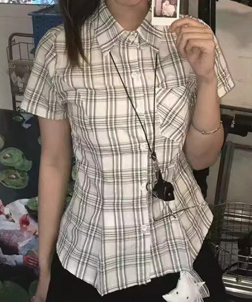 Teem Store（チームストア）の「【8柄展開】ウエストマーク半袖シャツ（シャツ/ブラウス・レディース・ホワイト/ピンク/ライトピンク・S/M）」の16枚目の写真