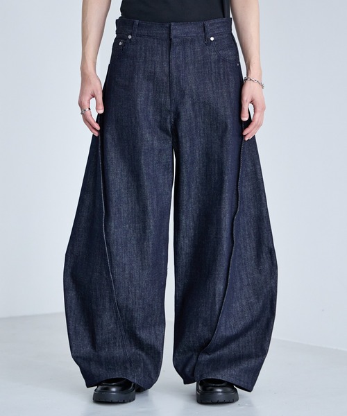RAGEBLUE(レイジブルー)の「3D Curve Seam Denim Barrel Pants/カーブシームバレルデニムパンツ(デニムパンツ・メンズ・ネイビー/ブラック/ホワイト・MEDIUM/LARGE)」の3枚目の写真