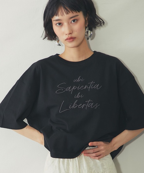 ANOTHER S(アナザーエス)の「刺繍ロゴTシャツ(Tシャツ/カットソー・レディース・オフホワイト/ブラック・M)」の7枚目の写真