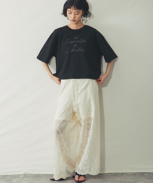 ANOTHER S(アナザーエス)の「刺繍ロゴTシャツ(Tシャツ/カットソー・レディース・オフホワイト/ブラック・M)」の8枚目の写真