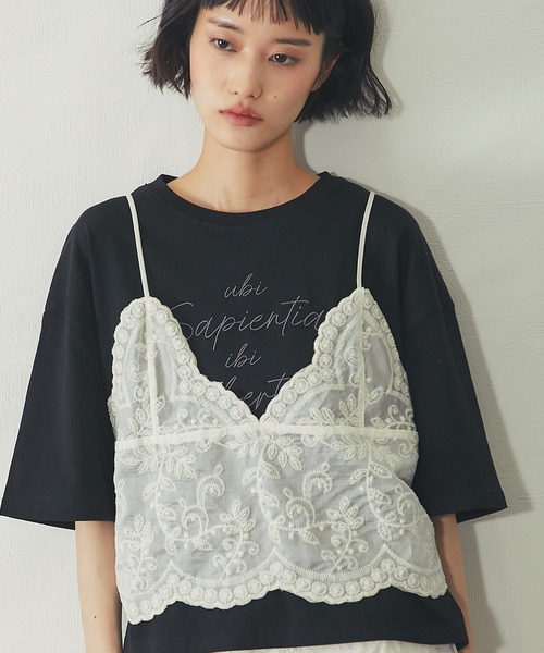 ANOTHER S(アナザーエス)の「刺繍ロゴTシャツ(Tシャツ/カットソー・レディース・オフホワイト/ブラック・M)」の9枚目の写真