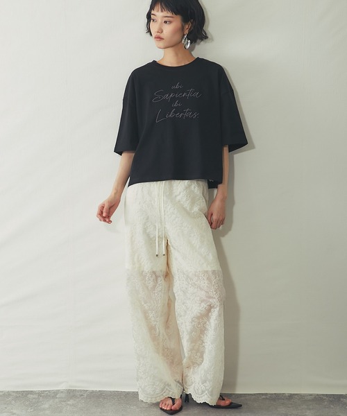 ANOTHER S(アナザーエス)の「刺繍ロゴTシャツ(Tシャツ/カットソー・レディース・オフホワイト/ブラック・M)」の11枚目の写真