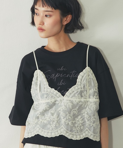 ANOTHER S(アナザーエス)の「刺繍ロゴTシャツ(Tシャツ/カットソー・レディース・オフホワイト/ブラック・M)」の12枚目の写真