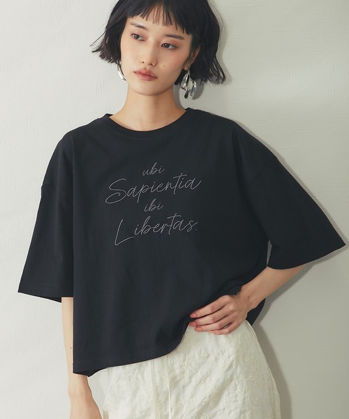 ANOTHER S(アナザーエス)の「刺繍ロゴTシャツ(Tシャツ/カットソー・レディース・オフホワイト/ブラック・M)」の13枚目の写真