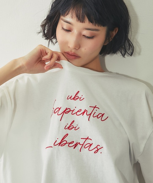 ANOTHER S(アナザーエス)の「刺繍ロゴTシャツ(Tシャツ/カットソー・レディース・オフホワイト/ブラック・M)」の16枚目の写真