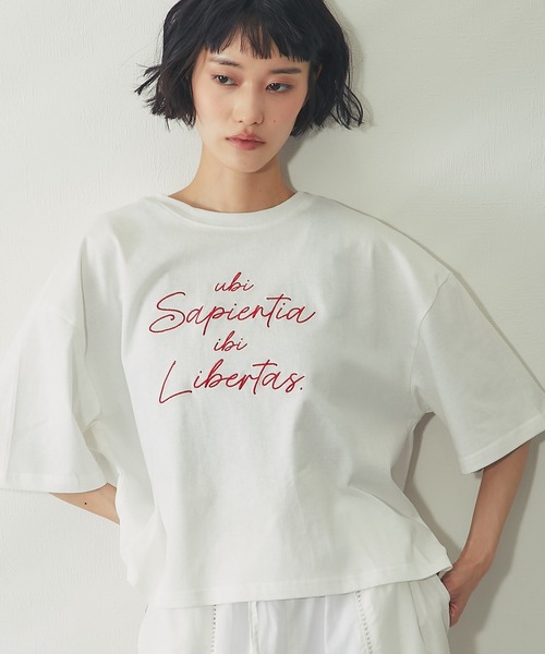 ANOTHER S(アナザーエス)の「刺繍ロゴTシャツ(Tシャツ/カットソー・レディース・オフホワイト/ブラック・M)」の17枚目の写真