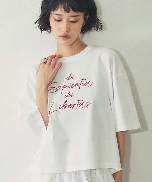 ANOTHER S(アナザーエス)の「刺繍ロゴTシャツ(Tシャツ/カットソー・レディース・オフホワイト/ブラック・M)」の19枚目の写真