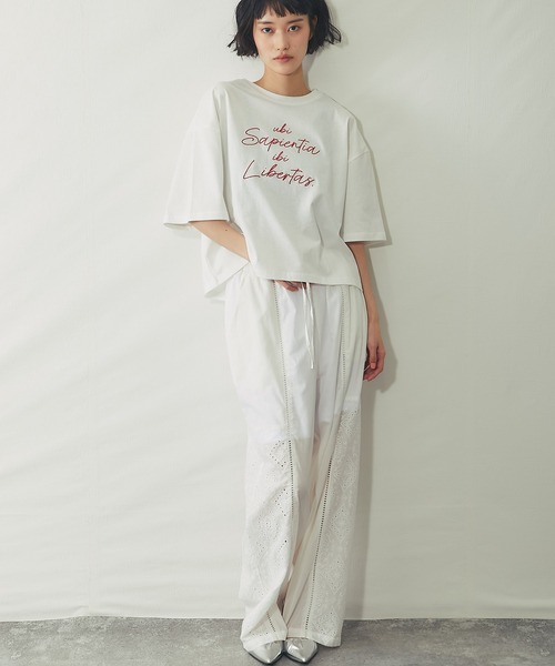 ANOTHER S(アナザーエス)の「刺繍ロゴTシャツ(Tシャツ/カットソー・レディース・オフホワイト/ブラック・M)」の20枚目の写真