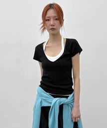 BLACKUP（ブラックアップ）の「[MADE] ダーツビーディープVネック半袖Tシャツ（Tシャツ/カットソー）」