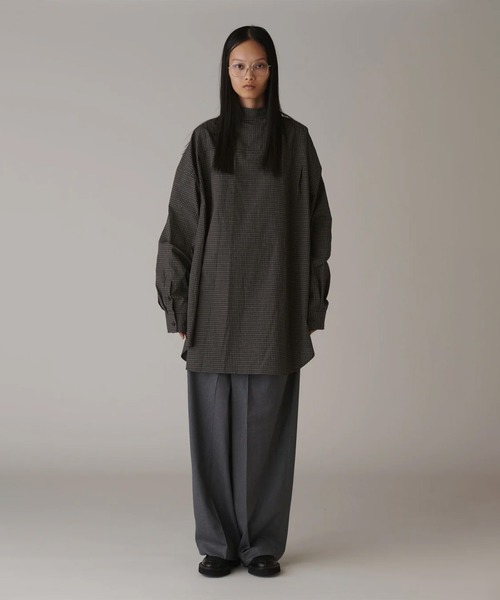 INSCRIRE（アンスクリア）の「【INSCRIRE/アンスクリア】Coton Check Cape Shirt/コットンチェックケープシャツ（シャツ/ブラウス・レディース・ブラック・1）」の7枚目の写真