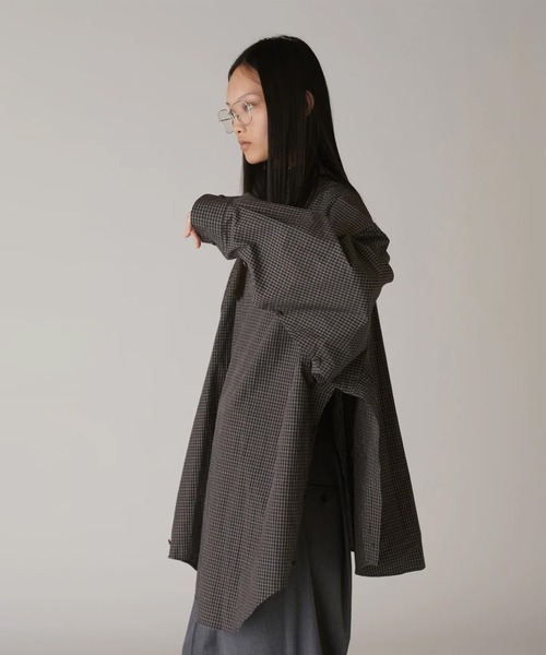 INSCRIRE（アンスクリア）の「【INSCRIRE/アンスクリア】Coton Check Cape Shirt/コットンチェックケープシャツ（シャツ/ブラウス・レディース・ブラック・1）」の8枚目の写真