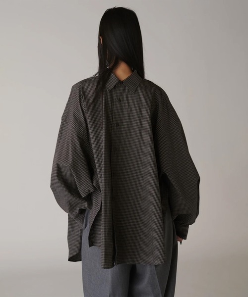 INSCRIRE（アンスクリア）の「【INSCRIRE/アンスクリア】Coton Check Cape Shirt/コットンチェックケープシャツ（シャツ/ブラウス・レディース・ブラック・1）」の9枚目の写真