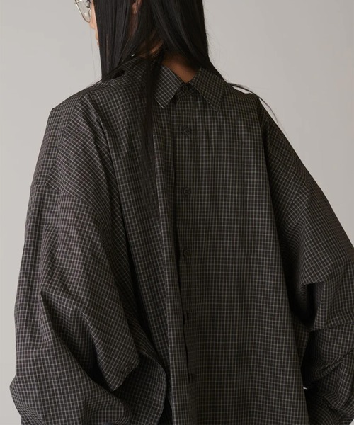 INSCRIRE（アンスクリア）の「【INSCRIRE/アンスクリア】Coton Check Cape Shirt/コットンチェックケープシャツ（シャツ/ブラウス・レディース・ブラック・1）」の10枚目の写真
