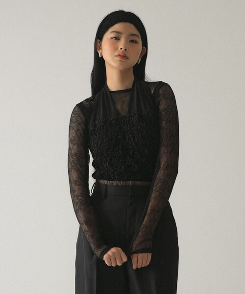 Ray BEAMS(レイビームス)の「シャーリング ホルターネック(タンクトップ・レディース・レッド系その他2/ブラック・ONE SIZE)」の2枚目の写真