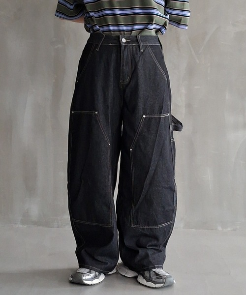 WESTBOY(ウエストボーイ)の「ユニセックス ダブルニー バギーデニムパンツ WO26S11PT10(デニムパンツ・メンズ・ブラック・M/L/XL)」の1枚目の写真