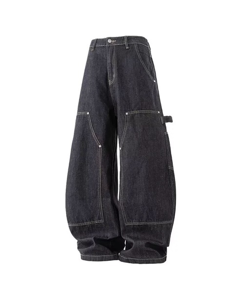 WESTBOY(ウエストボーイ)の「ユニセックス ダブルニー バギーデニムパンツ WO26S11PT10(デニムパンツ・メンズ・ブラック・M/L/XL)」の13枚目の写真