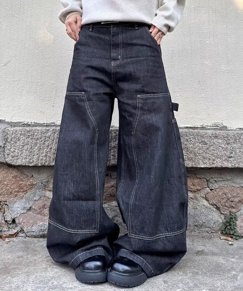 WESTBOY(ウエストボーイ)の「ユニセックス ダブルニー バギーデニムパンツ WO26S11PT10(デニムパンツ・メンズ・ブラック・M/L/XL)」の11枚目の写真