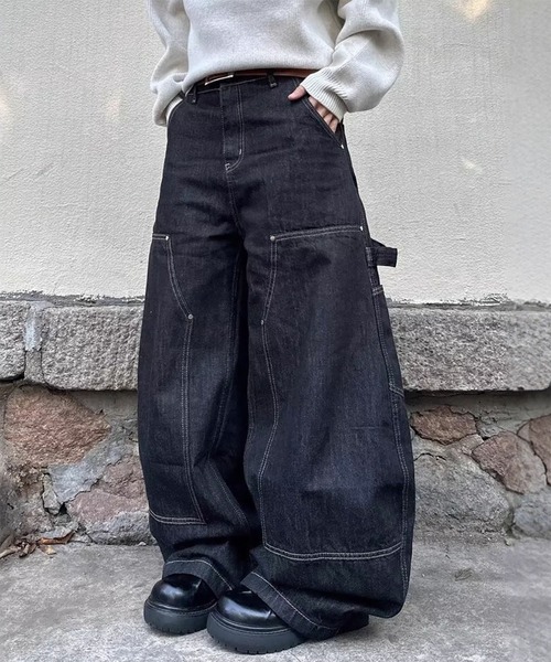 WESTBOY(ウエストボーイ)の「ユニセックス ダブルニー バギーデニムパンツ WO26S11PT10(デニムパンツ・メンズ・ブラック・M/L/XL)」の12枚目の写真
