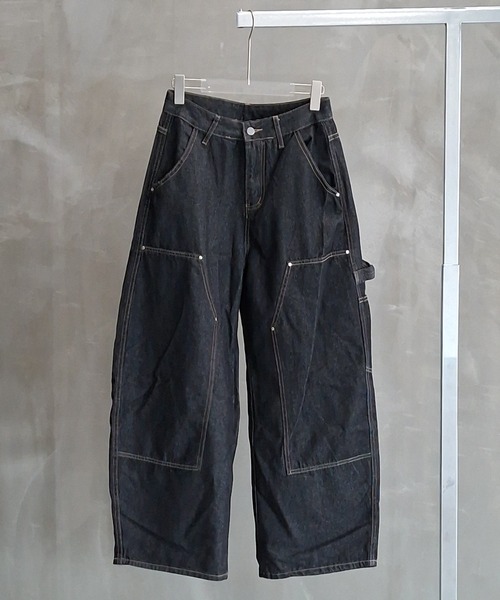 WESTBOY(ウエストボーイ)の「ユニセックス ダブルニー バギーデニムパンツ WO26S11PT10(デニムパンツ・メンズ・ブラック・M/L/XL)」の4枚目の写真