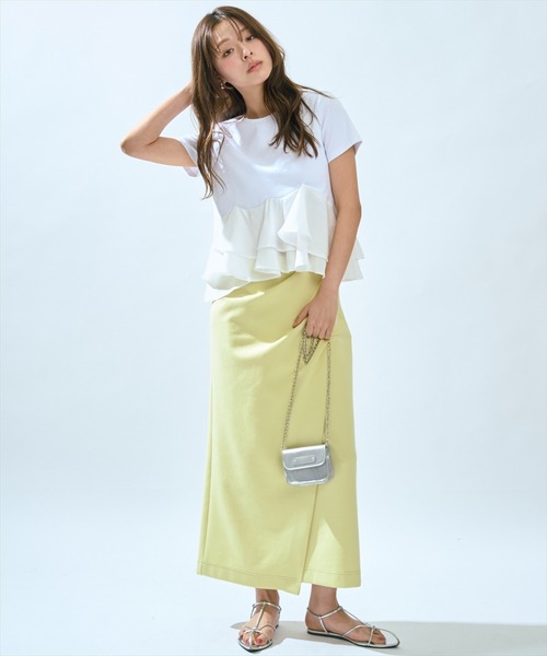 AND COUTURE(アンドクチュール)の「ハイストレッチタックストレートスカート(スカート・レディース・イエロー/チャコールグレー・SMALL/MEDIUM)」の20枚目の写真
