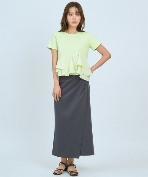 AND COUTURE(アンドクチュール)の「ハイストレッチタックストレートスカート(スカート・レディース・イエロー/チャコールグレー・SMALL/MEDIUM)」の12枚目の写真